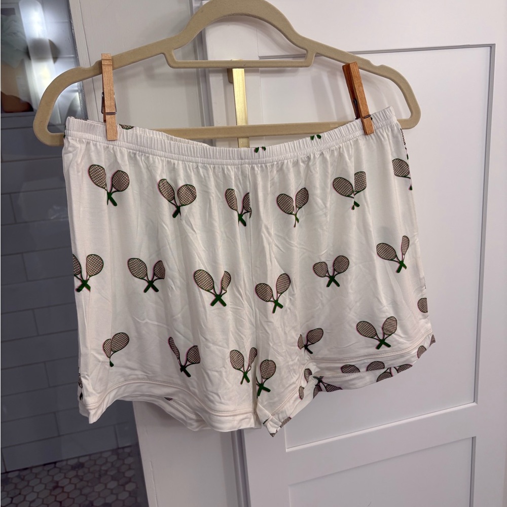 NWT White Tennis Print Women’s Pajamas Shirt and Short Set - Picture 3 of 4